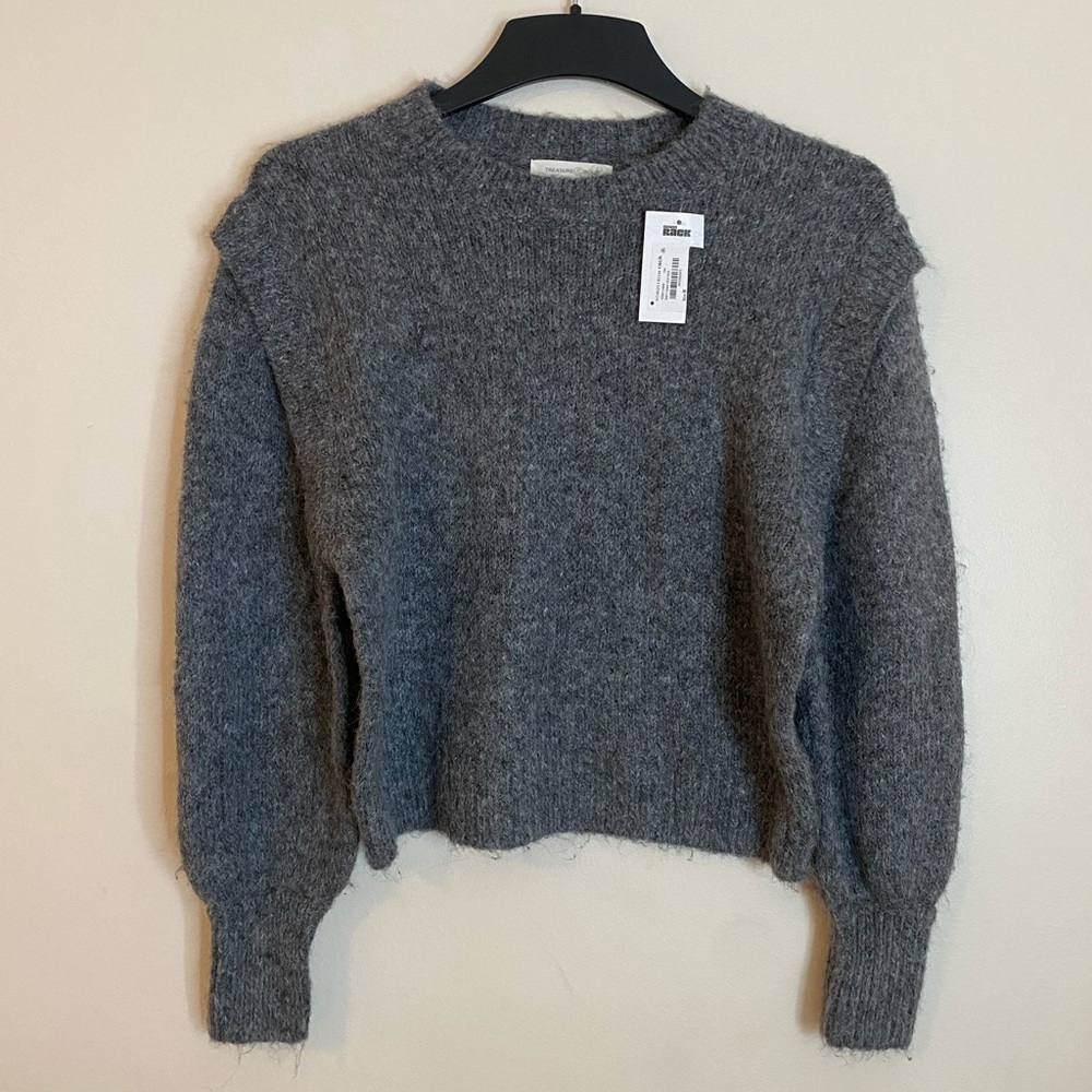 Nordstrom Gray Textured long sleeve winter Sweater size medium  NWT